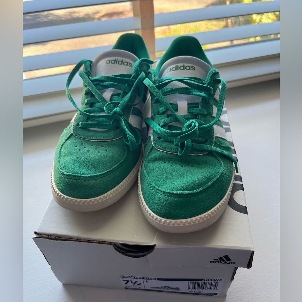 Adidas Women’s Breaknet Green Suede Sneakers